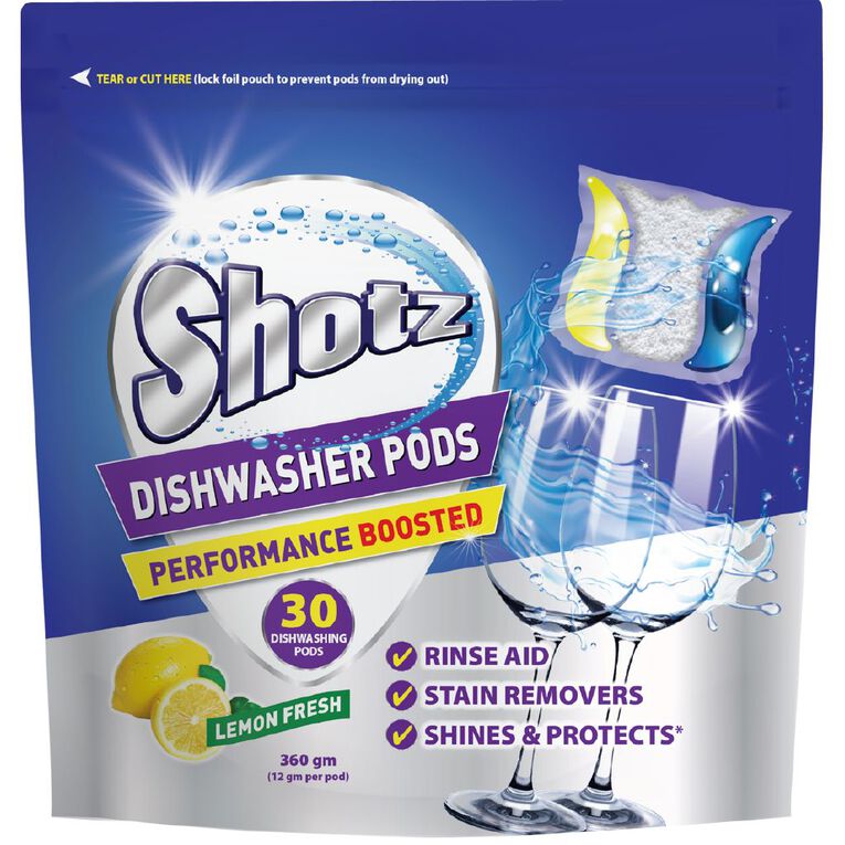 Shotz Dishwash Pods 30 Pack, , hi-res