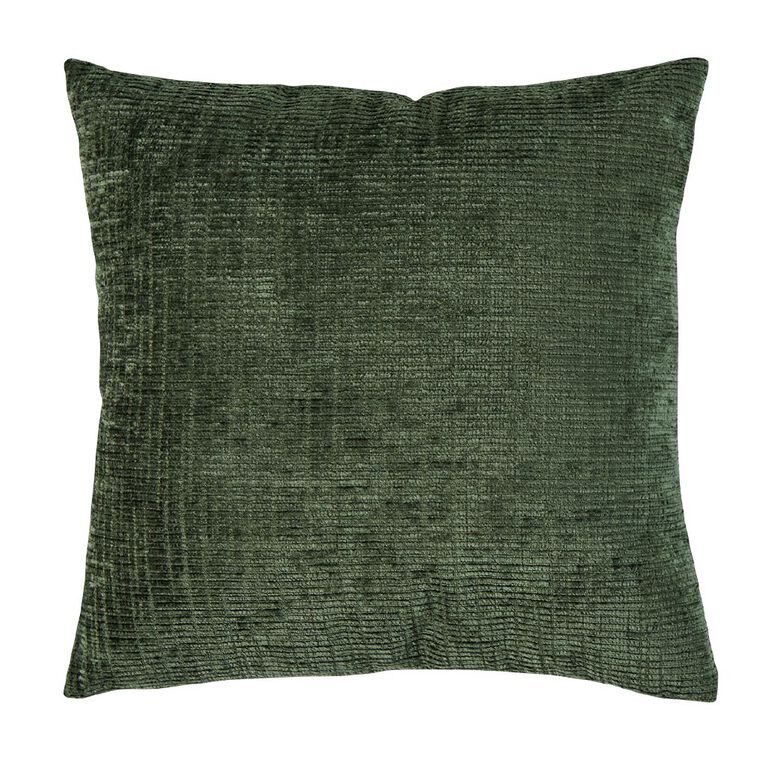 Living & Co Cushion Chenille Green Dark 45cm x 45cm, , hi-res