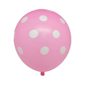 Party Inc Balloons Printed Spot 30cm Pink 10 Pack