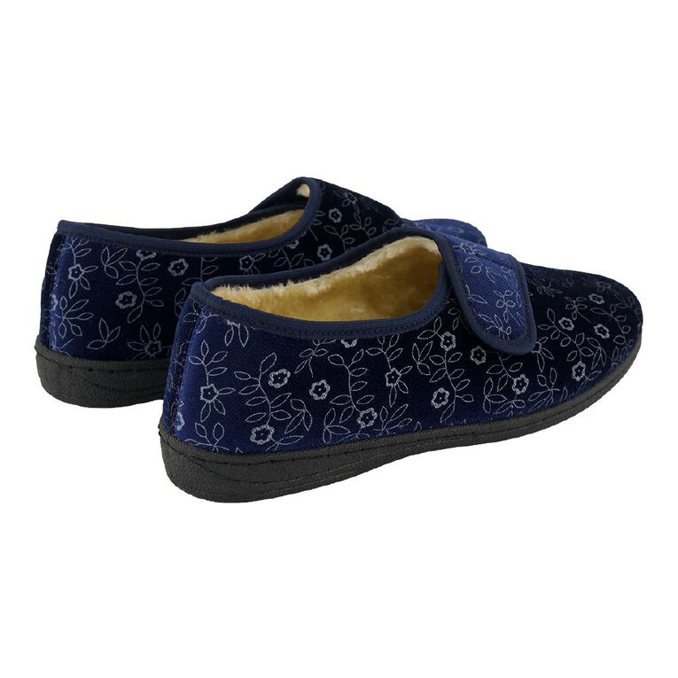 H&H Women's Strap Comfort Slippers, Navy, hi-res