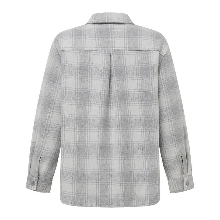 H&H Women's Brushed Felt Like Check Shacket, Grey Light, hi-res