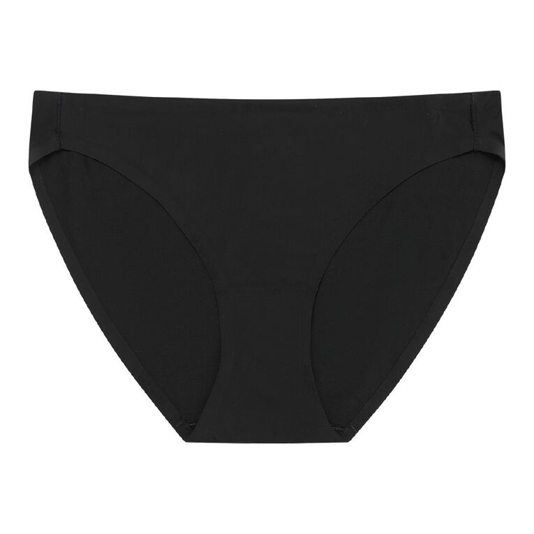 H&H Women's Micro No Show Bikini Briefs, Black, hi-res
