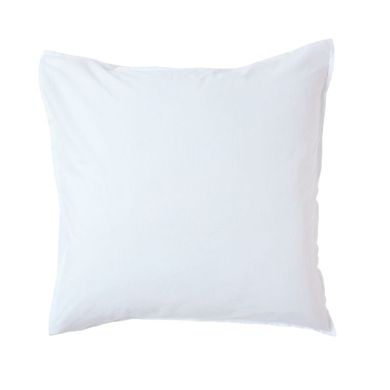 Living & Co 100% Washed Cotton Euro Pillowcase White, , hi-res