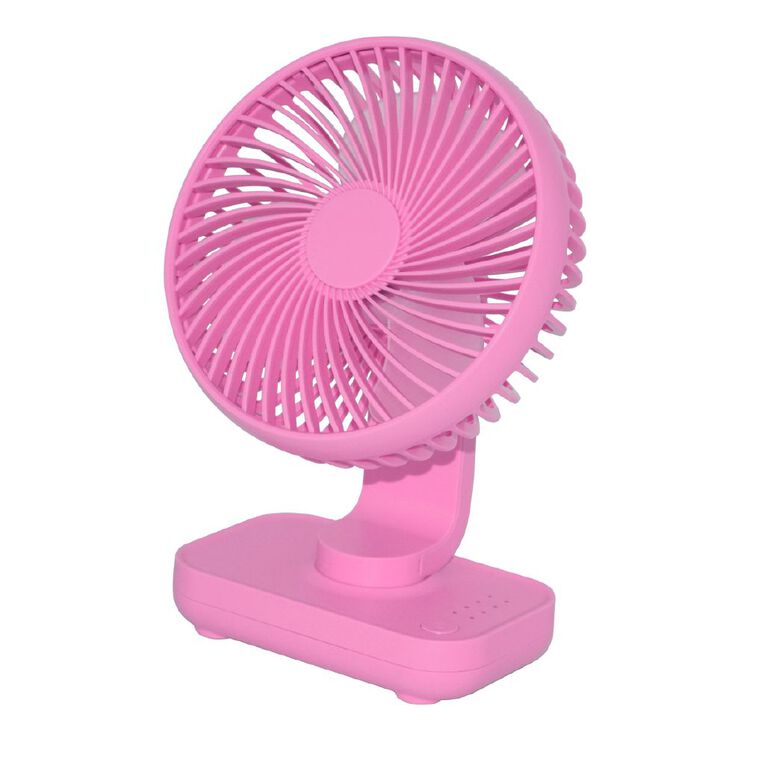 Living & Co Rechargeable Desk Fan Pink, , hi-res
