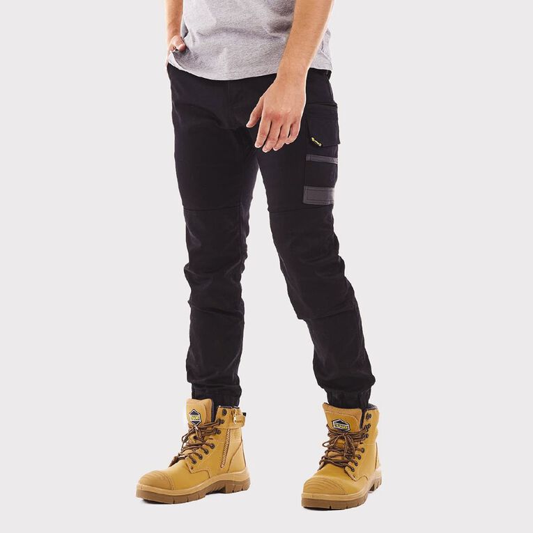 Tradie Cuffed Skinny Cargo Pants, Black, hi-res