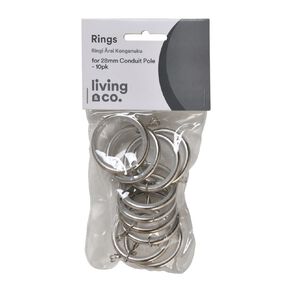 Living & Co Curtain Rings For 28mm Conduit Pole 10 Pack Satin Silver