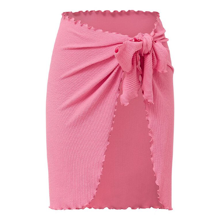 Active Intent Women's Crinkle Mini Sarong, Pink Mid, hi-res