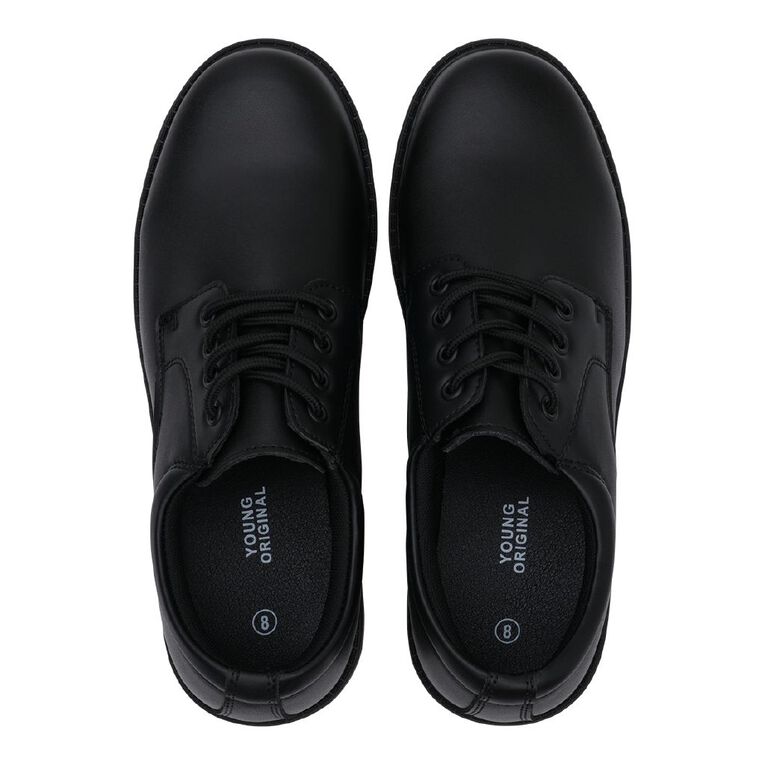 Young Original Senior Kid's Boston Lace Up School Shoes, Black, hi-res