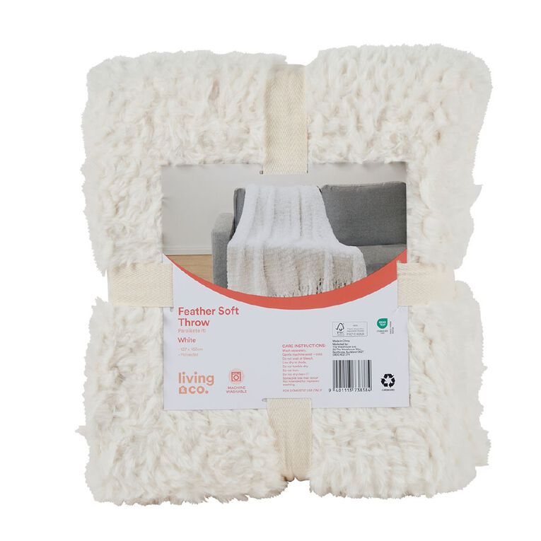 Living & Co Throw Feather Soft Natural 127cm x 152cm, , hi-res