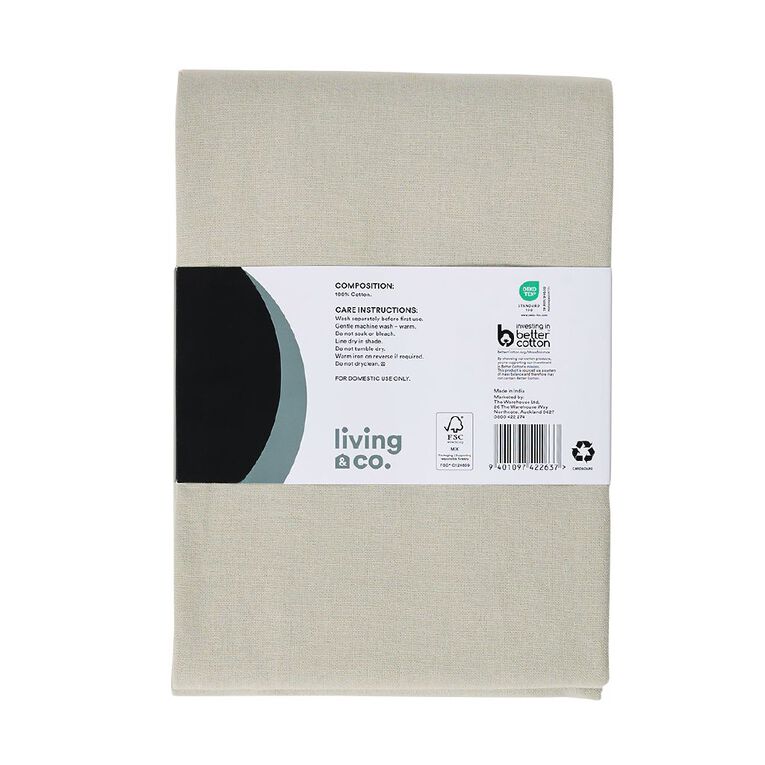 Living & Co Plain Cotton Tablecloth Natural 150cm x 225cm, , hi-res