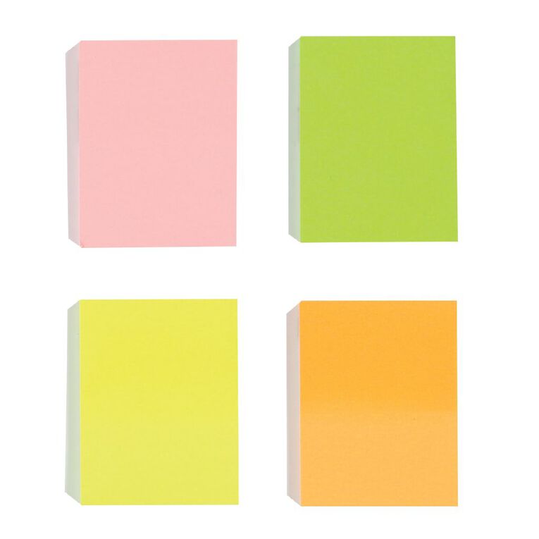 WS Fluoro Sticky Notes 38mm x 50mm 45 Sheet 4 Pack Multi-Coloured, , hi-res