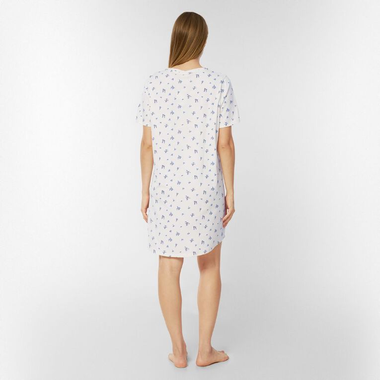 H&H Women's V Neck Tee Nightie, Cream, hi-res