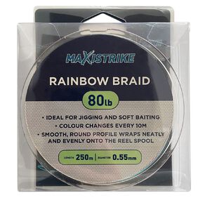 Maxistrike Rainbow Braid 80lb 250m 4 Strand