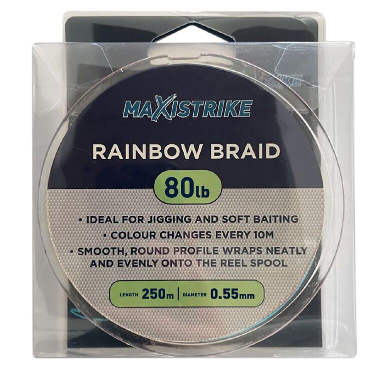 Maxistrike Rainbow Braid 80lb 250m 4 Strand, , hi-res