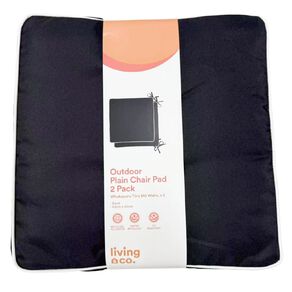 Living & Co Outdoor Cushion Chair Pad 2 Pack Plain Black