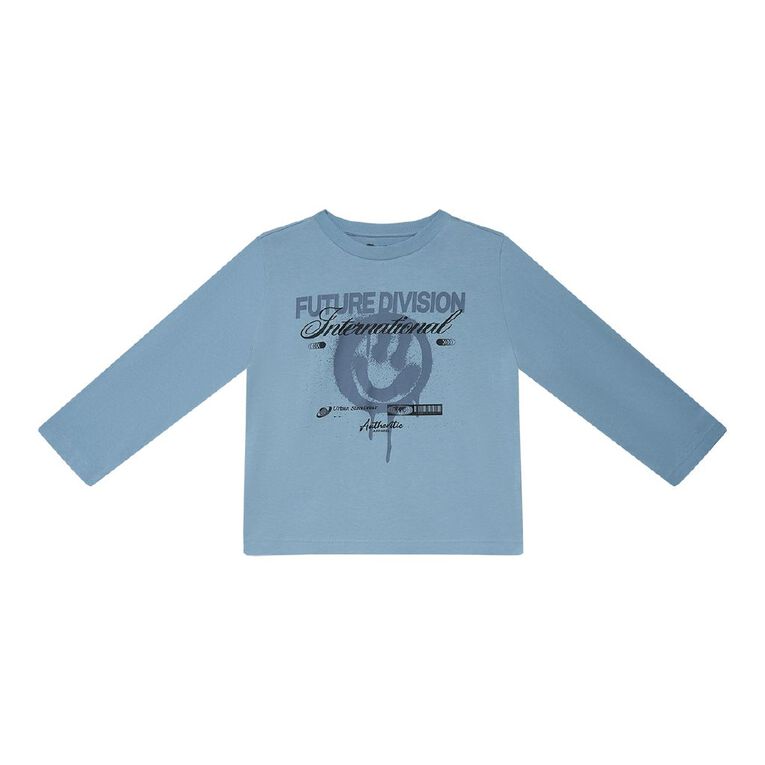 Young Original Long Sleeve Print Tee, Blue Mid, hi-res