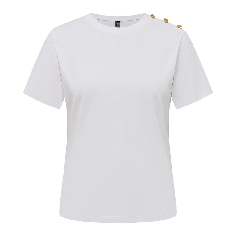 H&H Women's Button Tee, White, hi-res