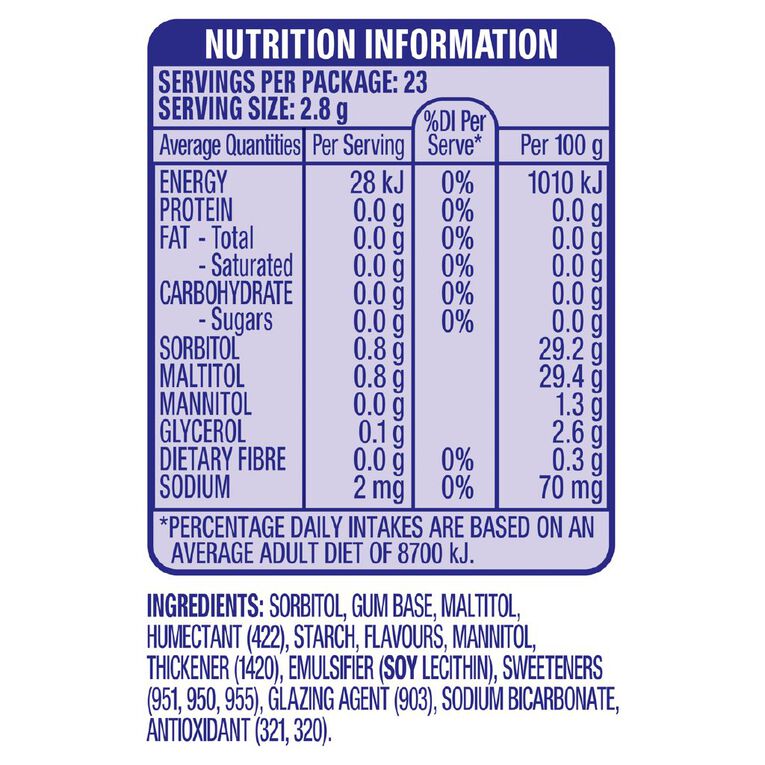 Extra White Bubblemint Chewing Gum SF Bottle 46 Piece 64g, , hi-res