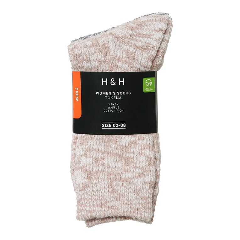 H&H Women's Chunky Rib Crew Socks 3 Pack, Charcoal, hi-res
