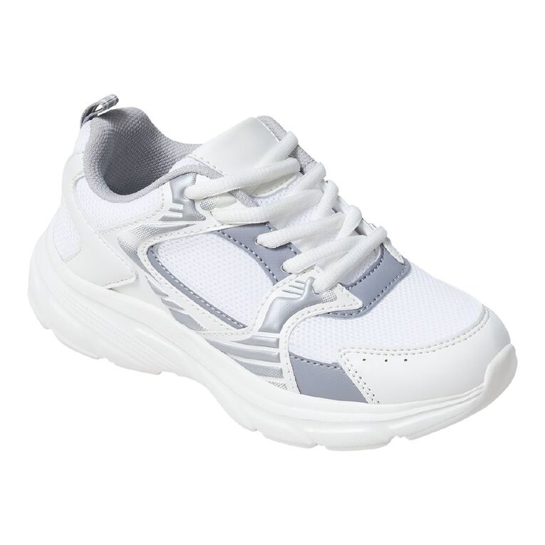 Active Intent Senior Kids' Tennis Trainers, White, hi-res