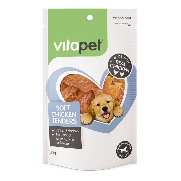 Vitapet Soft Chicken Tender Dog Treats 100g, , hi-res