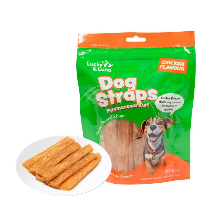 Lucky & Luna Chicken Straps 200g, , hi-res