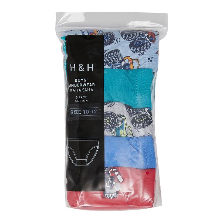 H&H Boys' Briefs 5 Pack, Blue/Grey, hi-res