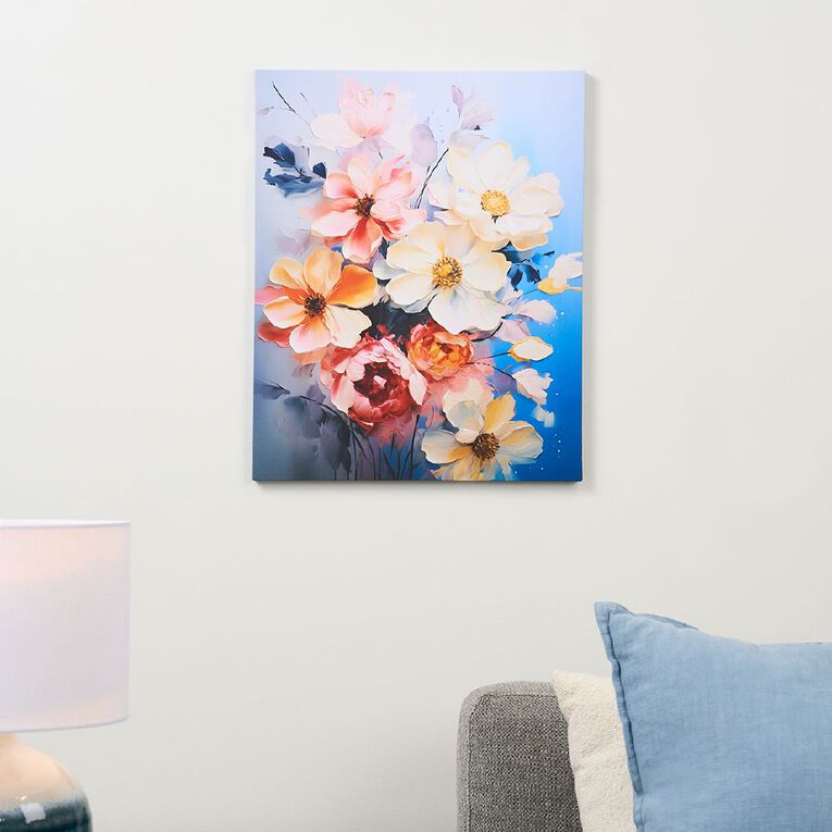 Living & Co Floral Canvas Wall Art Multi-Coloured, , hi-res