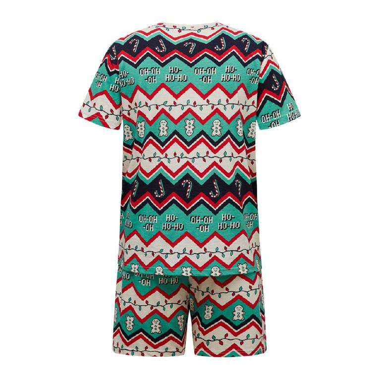 H&H Men's Christmas Tee and Short Pyjama Set, Green Mid, hi-res
