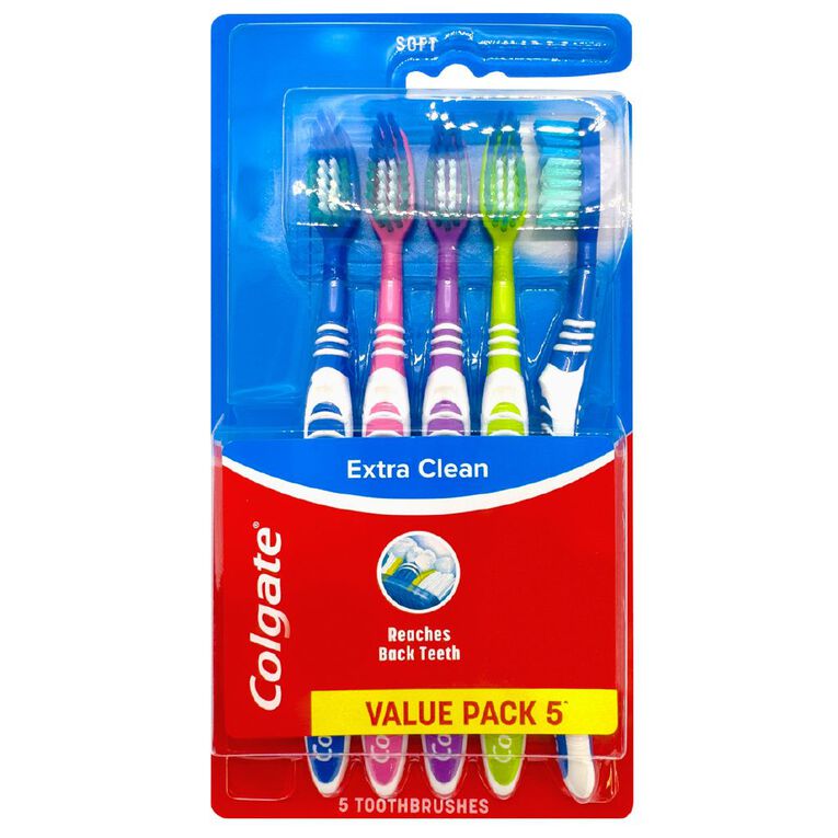 Colgate Extra Clean Manual Toothbrush 5 Pack, , hi-res