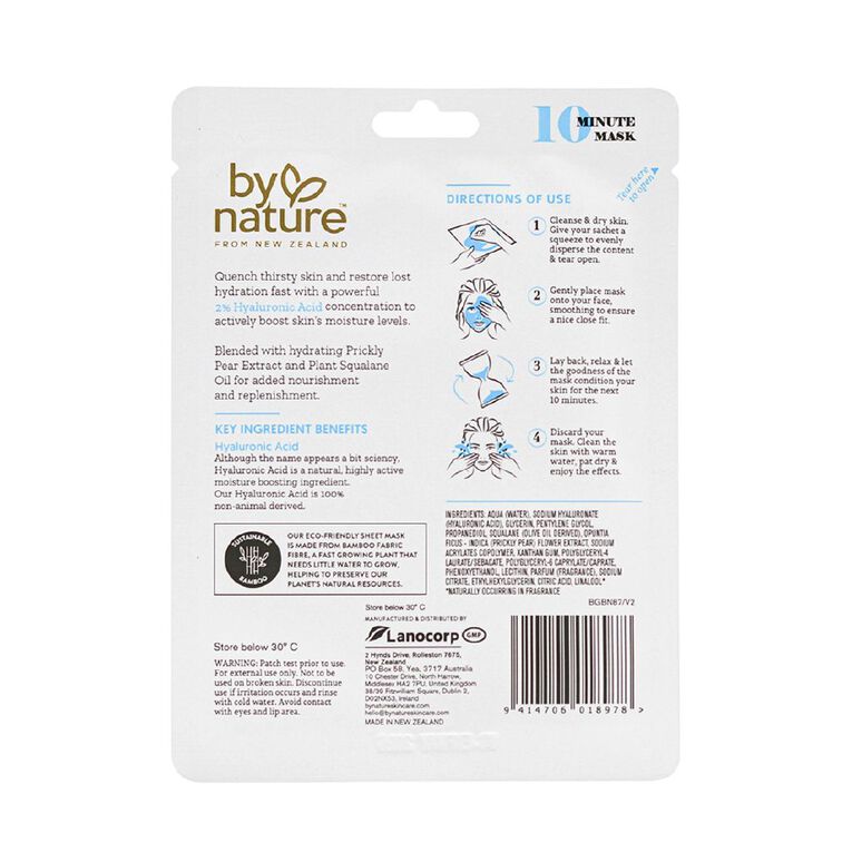 By Nature 2% Hyaluronic Acid Sheet Face Mask 20g, , hi-res