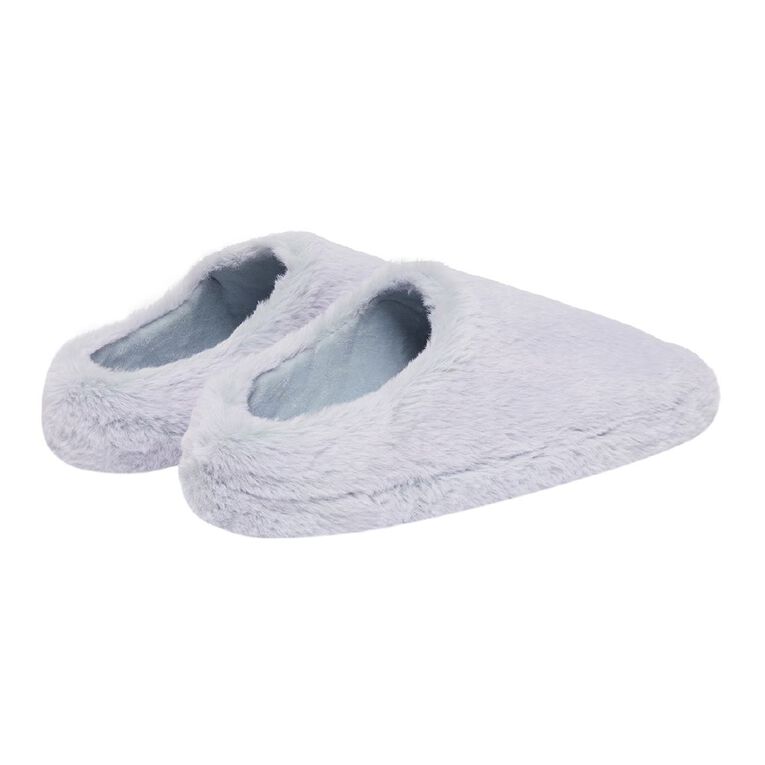 H&H Women's Fluffy Low Back Scuff Slippers, Pale Blue, hi-res