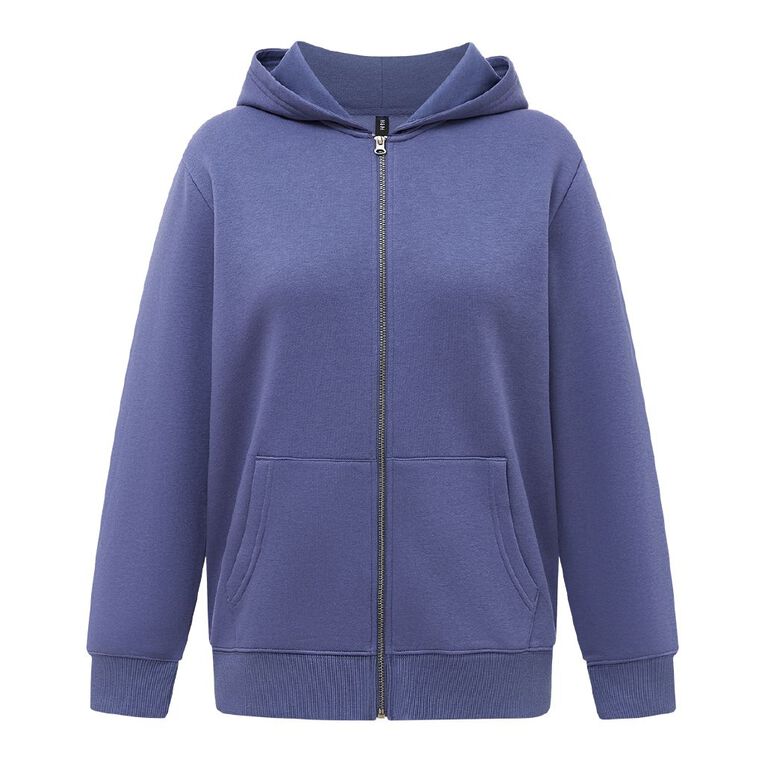 H&H Women's Zip-Thru Hoodie Sweat, Blue Mid, hi-res