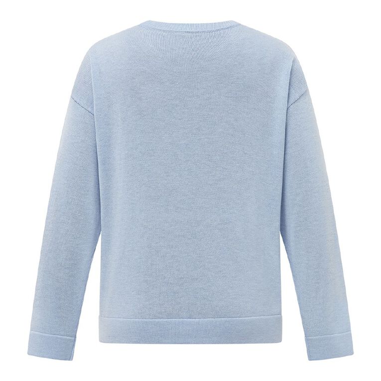 H&H Women's Merino Blend Crew Neck Knit, Blue Light, hi-res