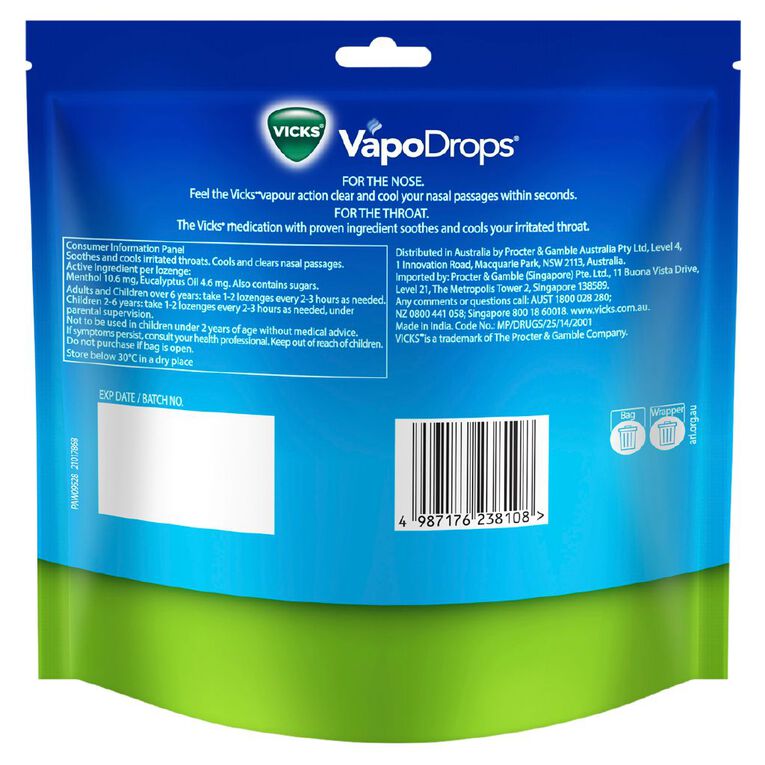 Vicks VapoDrops Original Menthol Lozenges, , hi-res