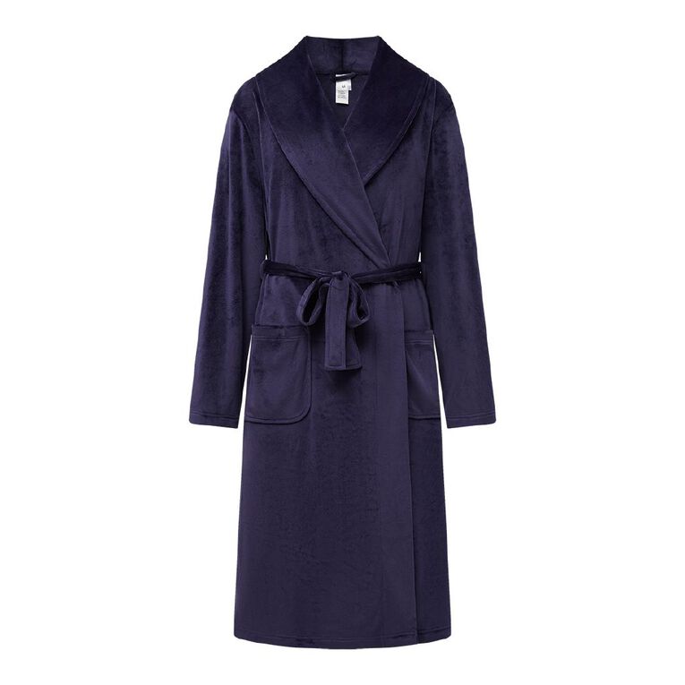 H&H Women's Mink Robe, Blue Dark, hi-res