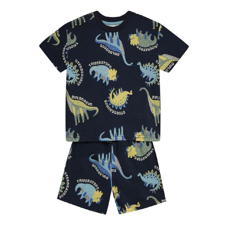 H&H Boys' Tee and Shorts Pyjama Set, Blue Dark, hi-res