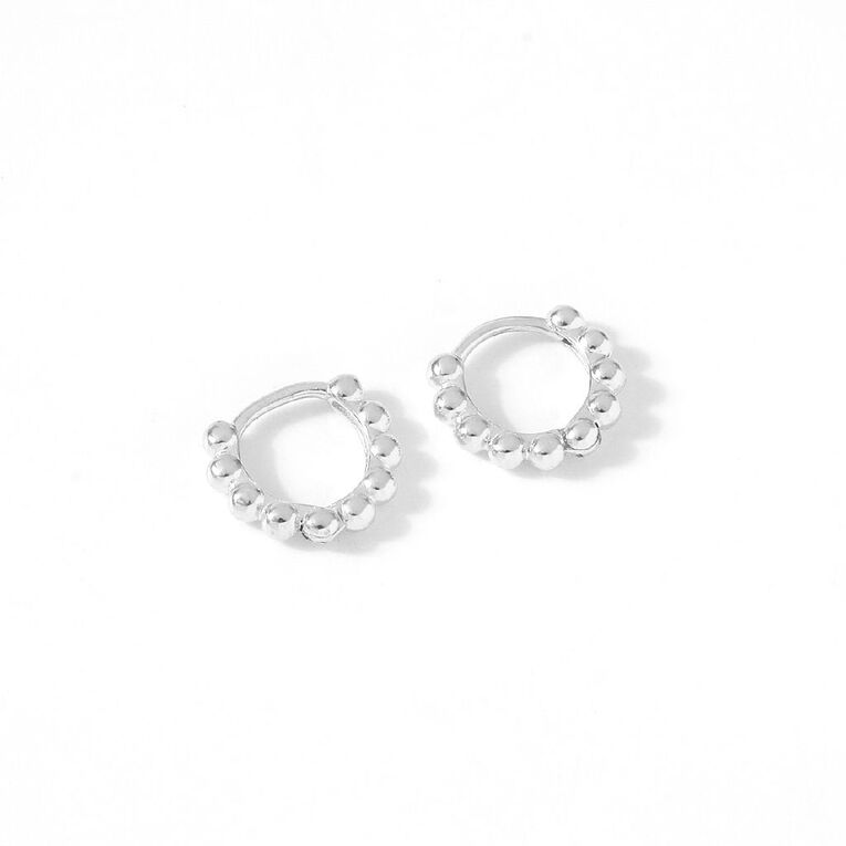 Sterling Silver Bubble Huggie Earrings 10mm, , hi-res