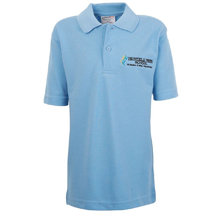 Schooltex Newfield Park Short Sleeve Polo with Embroidery, Sky Blue, hi-res