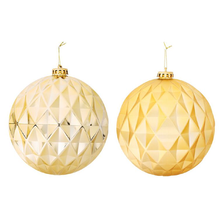 Wonderland Christmas Baubles 15cm Gold 3 Pack, , hi-res