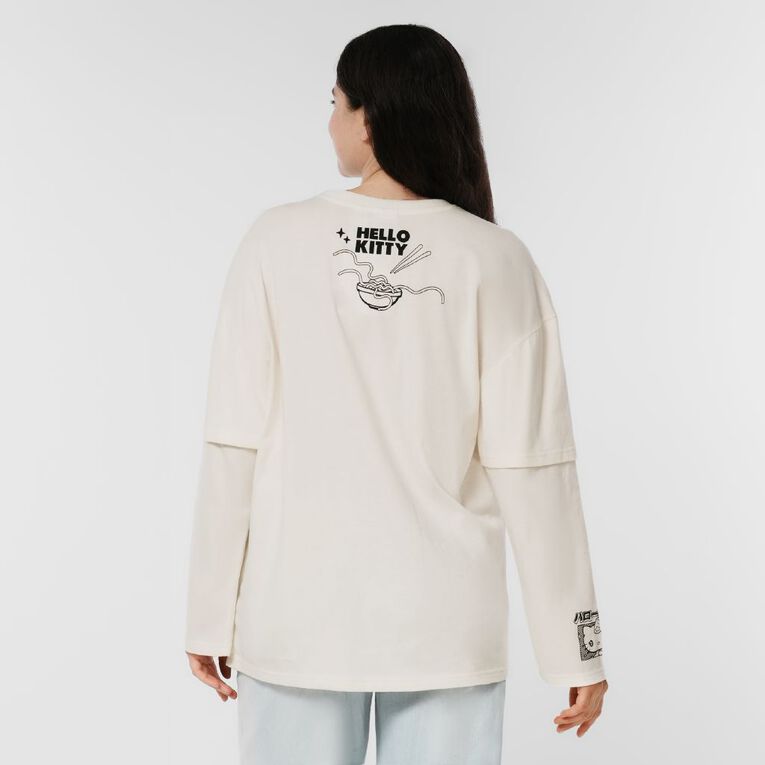Hello Kitty Women's Layered Tee, Cream, hi-res