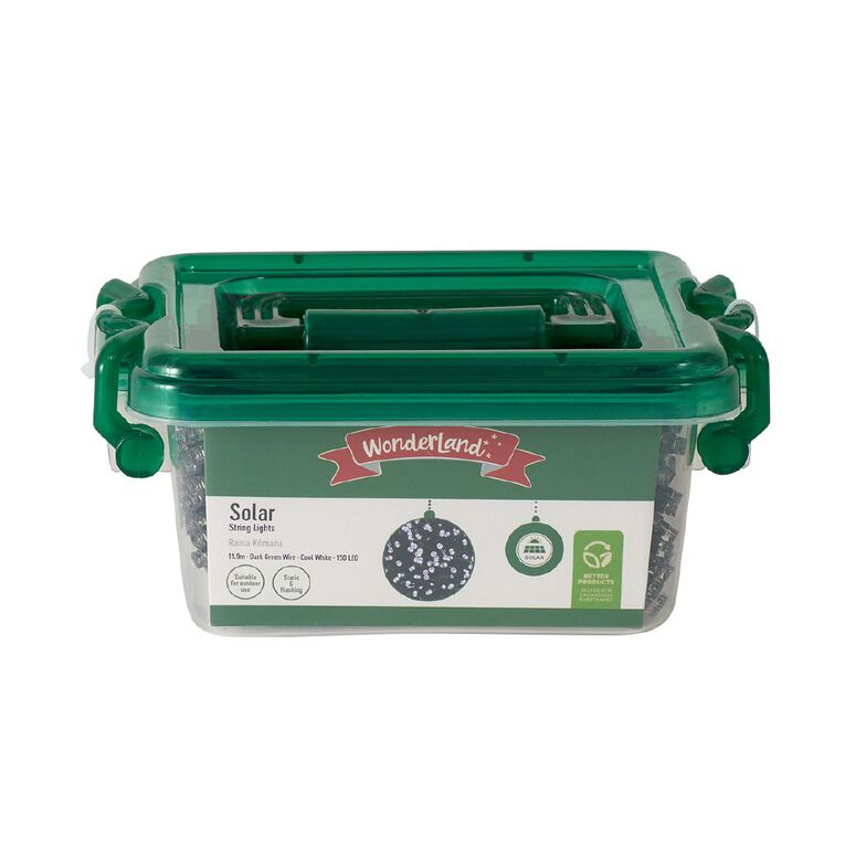 Wonderland Christmas Solar String Lights Cool White 11.9m, , hi-res