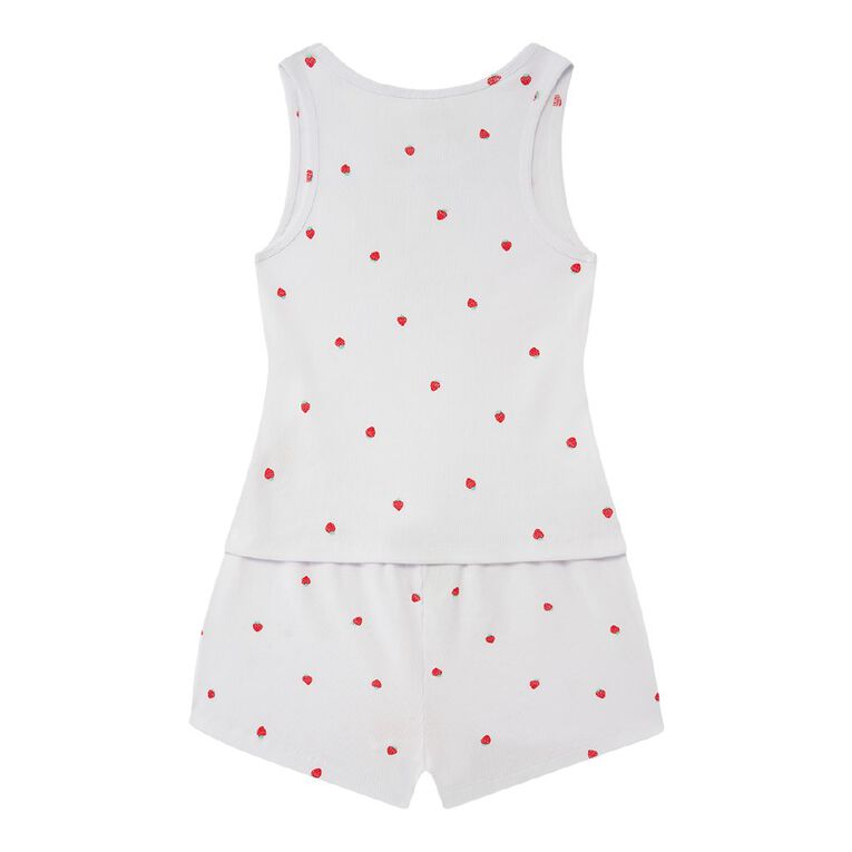 H&H Girls' Tank and Short Pyjama Set, White, hi-res