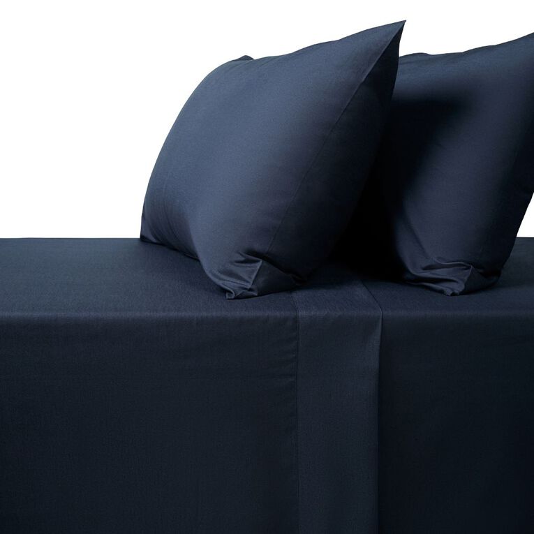 Living & Co Cotton Rich Sheet Set Black King, Black, hi-res