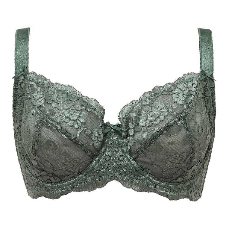 H&H Women's Ivy Lace Full Cup Bra, Green Dark, hi-res