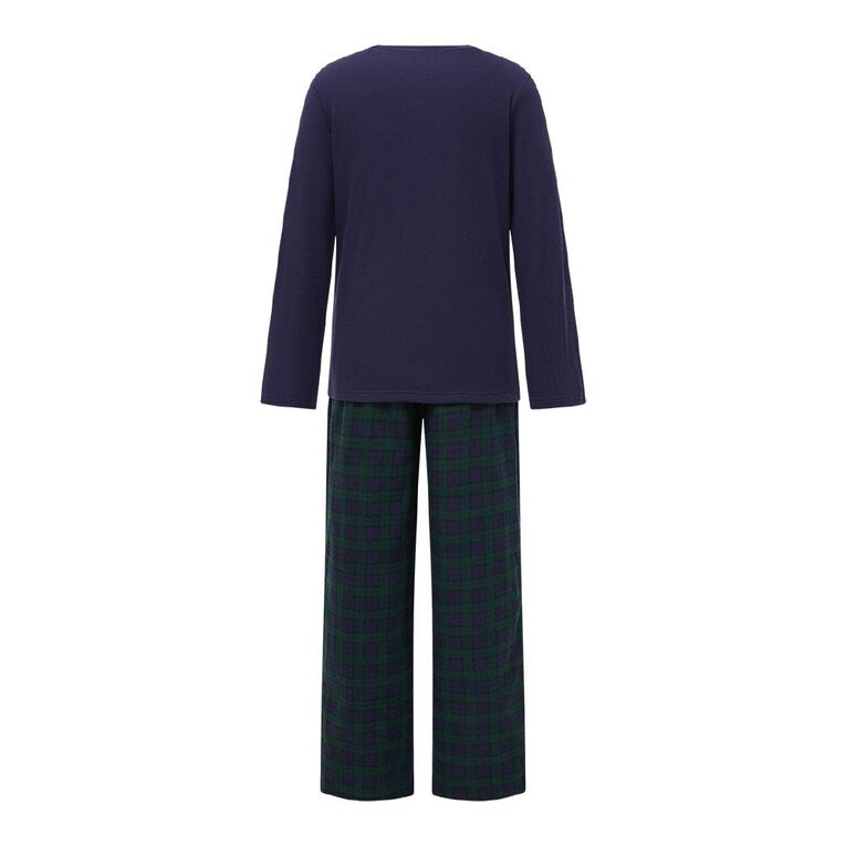 H&H Men's Waffle and Flanelette Pyjama Set, Green Dark, hi-res