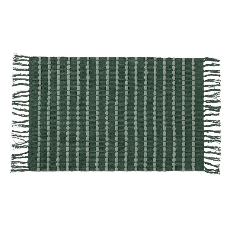 Living & Co Cotton Woven Rug Green 60cm x 90cm, , hi-res
