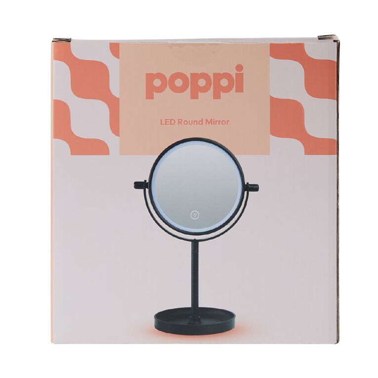 Poppi LED Round Mirror Black, , hi-res
