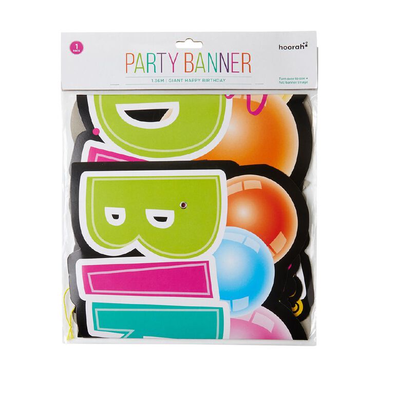 Hoorah Giant Happy Birthday Banner 1.36m, , hi-res