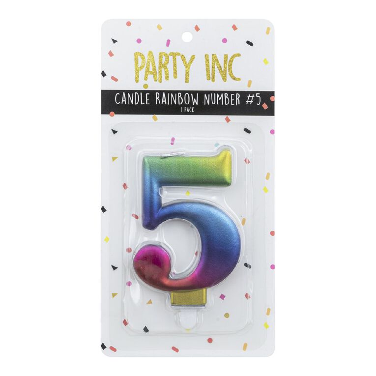 Party Inc Rainbow Candle Number #5, , hi-res